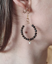 Charger l&#39;image dans la galerie, Boucles Lyn • Obsidienne dorée
