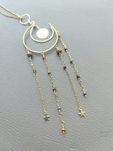 Charger l&#39;image dans la galerie, Suspension Lune • Pyrite et Œil de tigre
