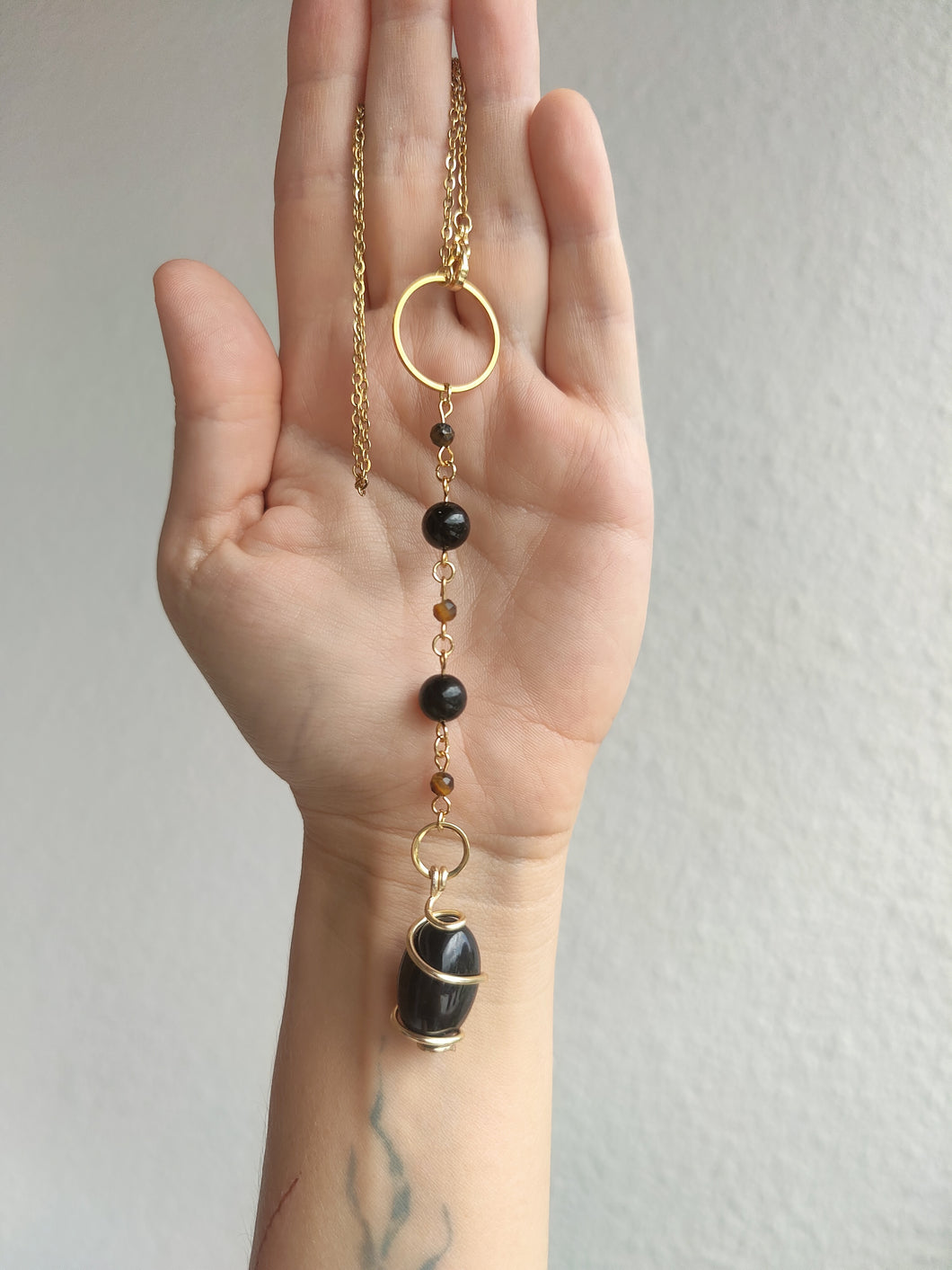 Suspension • Tourmaline et oeil de tigre