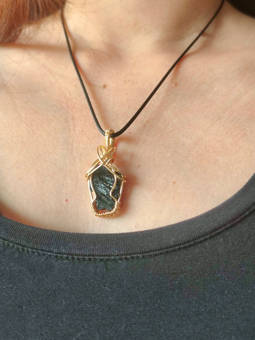 Pendentif Tourmaline noire • wire wrapping