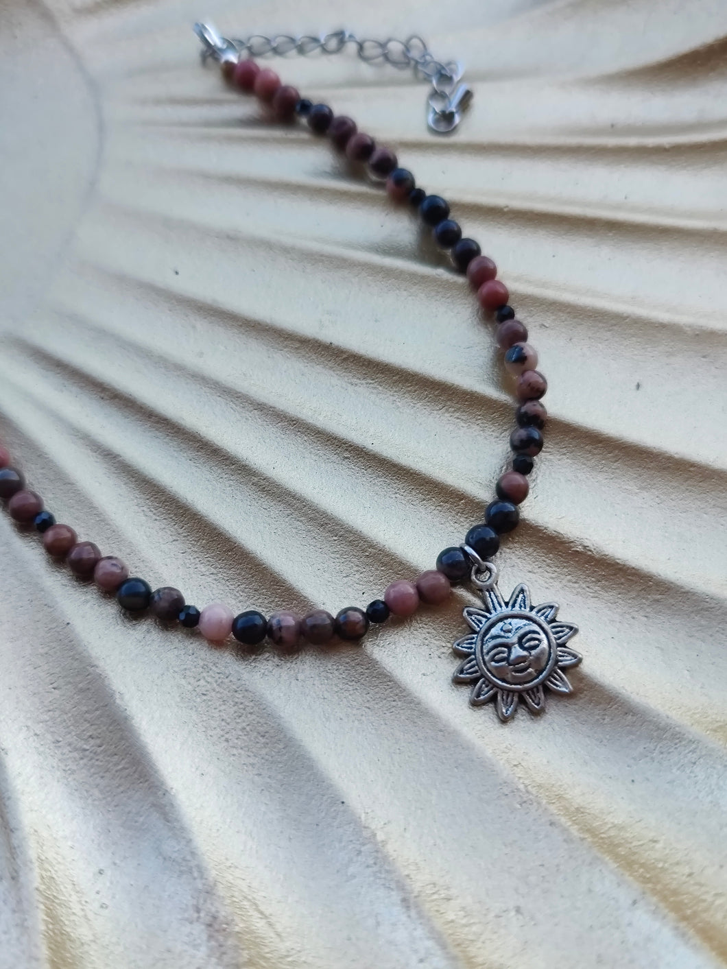 Chaîne de cheville • Rhodonite & Tourmaline noire