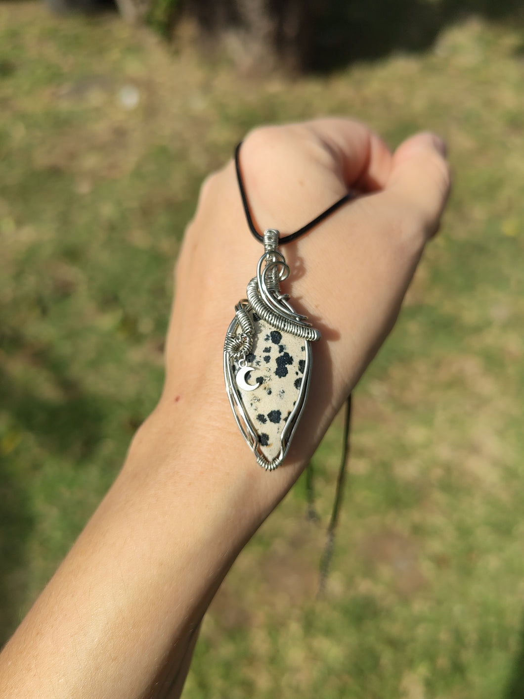 Pendentif Jaspe Dalmatien • wire wrapping