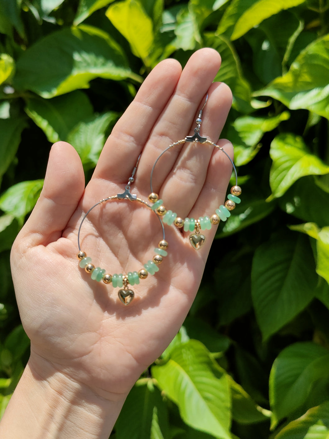Boucles Jennifer • Aventurine & Cœur