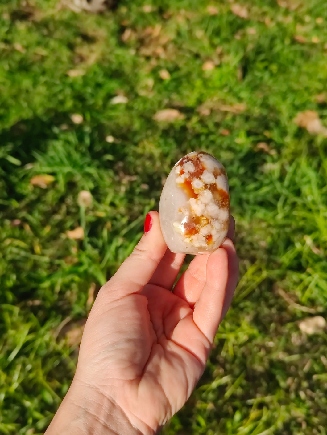 Agate fleur • Forme libre polie