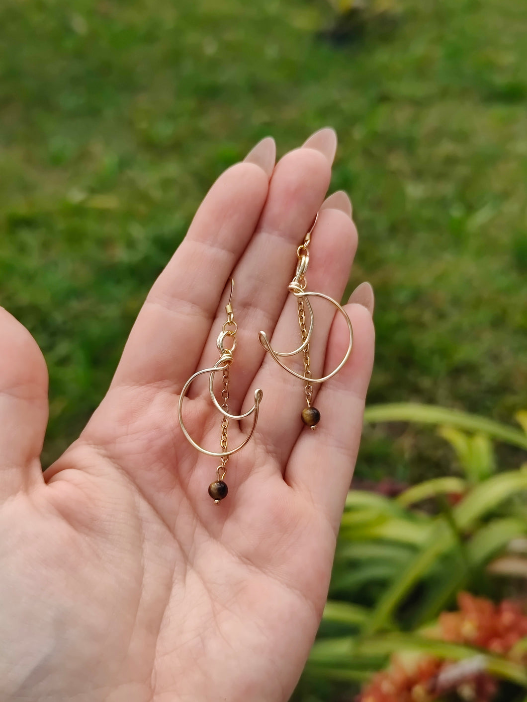 Boucles Mini Leia • Œil de tigre