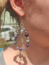 Charger l&#39;image dans la galerie, Boucles &quot;Voie Lactée&quot; • Labradorite, Lépidolite
